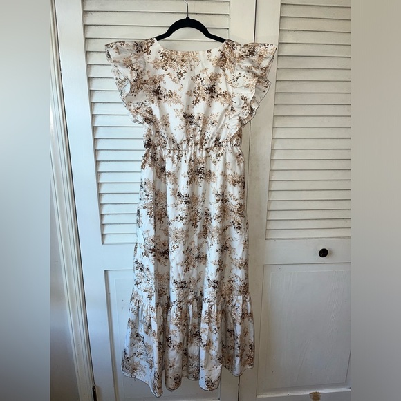 Abercrombie and Fitch Flutter Sleeve Tiered Midi Dress Floral Romantic Small - Picture 4 of 5